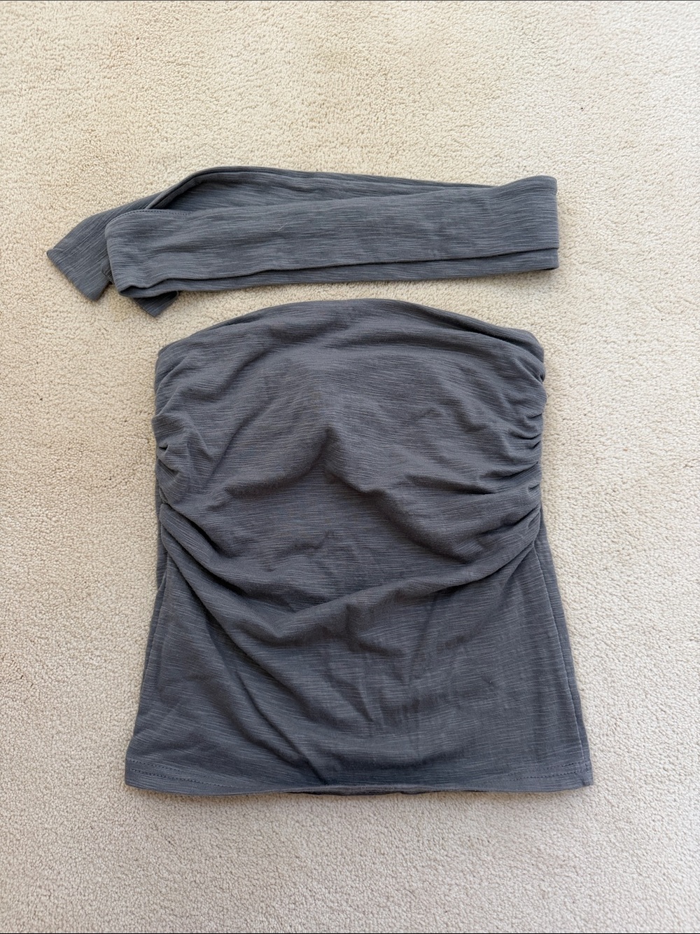 Grey tube top with ribbon scarf